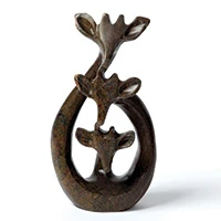 Serpentine stone sculpture, 'Giraffe Family' - Giraffe Family Zimbabwe Shona Serpentine Stone Sculpture