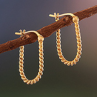 Gold-plated hoop earrings, 'Beaming' - 18k Gold-Plated Hoop Earrings in a High Polish Finish