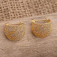 Gold-plated drop earrings, 'Youth Eternal' - Handmade Gold-Plated Sterling Silver Drop Earrings