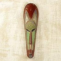 African wood mask, 'Gorshie' - West African Hand Carved Wood Wall Mask from Ghana