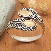 Gold-accented cocktail ring, 'Golden Encounter' - 18k Gold-Accented Traditional Cocktail Ring from Bali