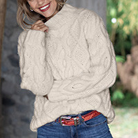 Hand knit baby alpaca blend pullover, 'Heirloom' - Knit Ivory Baby Alpaca and Wool Blend Pullover Sweater