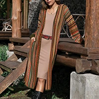 Long kimono sweater, 'Highland Empire' - Classic Andean-Made Acrylic and Baby Alpaca Blend Kimono