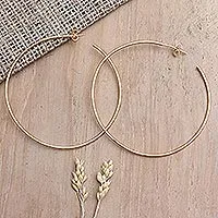 Gold-plated half-hoop earrings, 'Through the Hoop' - Gold-Plated Half-Hoop Earrings from Bali