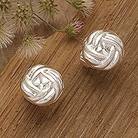 Sterling silver stud earrings, 'Dara Knot' - Polished Sterling Silver Dara Celtic Knot Stud Earrings