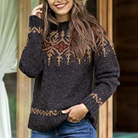 Alpaca blend pullover sweater, 'Fireside Chat' - Woven Soft Classic Alpaca Blend Pullover Sweater from Peru