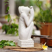 Sandstone sculpture, 'Man at Prayer' - Unique Indonesian Sandstone Sculpture