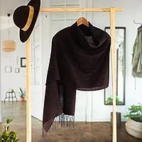 100% alpaca shawl, 'Subtle Mood' - Fringed 100% Alpaca Shawl