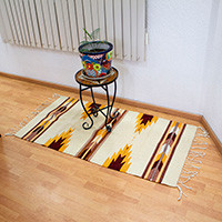 Zapotec wool rug, 'Desert Dreams' (2.5x5) - Natural Dye Zapotec 2.5x5 Wool Rug with Geometric Details