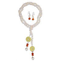 Pearl and jade jewelry set,