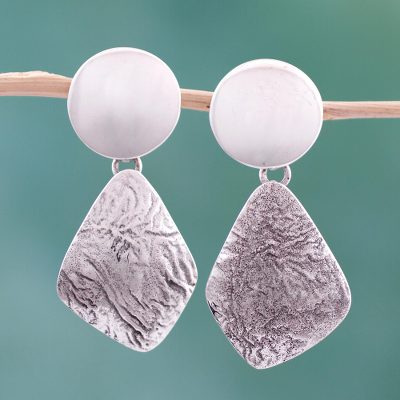 Sterling silver dangle earrings, Lustrous