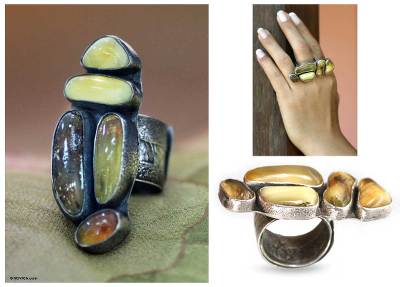 Amber cluster ring, Efate Sun
