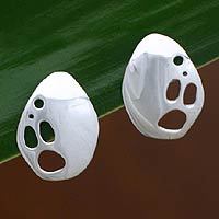 Sterling silver button earrings,