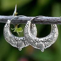 Sterling silver hoop earrings,