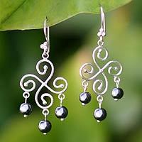Hematite chandelier earrings,