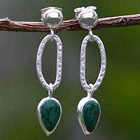 Chrysocolla dangle earrings,