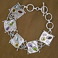 Citrine and amethyst link bracelet,