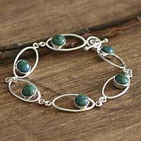 Chrysocolla link bracelet,