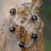 Smoky quartz link bracelet,