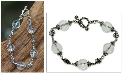 Quartz beaded bracelet, Regal Elegance (8 inches)
