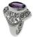 Amethyst flower ring, 'Silence' - Amethyst flower ring (image 2a) thumbail