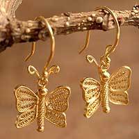 Gold plated filigree earrings,