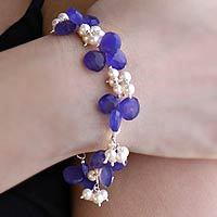 Pearl and chalcedony cluster bracelet,