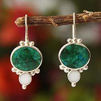 Chrysocolla drop earrings,