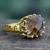 Vermeil smoky quartz single stone ring, 'Spell of Endurance' - Faceted 4 Ct Smoky Quartz and Vermeil Ring from India thumbail