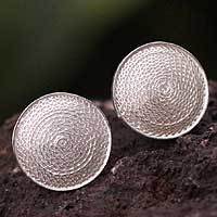 Silver filigree cufflinks,