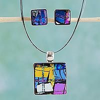 Dichroic glass jewelry set,