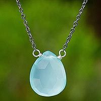Blue chalcedony pendant necklace,