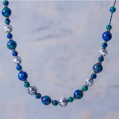 Sterling silver beaded necklace, Andean Globe