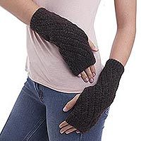 100% alpaca fingerless mitts,