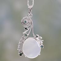 Moonstone and emerald necklace,