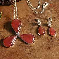 Rhodochrosite jewelry set,