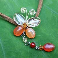 Carnelian and citrine pendant necklace,