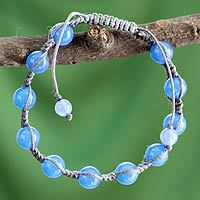 Chalcedony Shambhala-style bracelet,