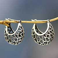 Sterling silver hoop earrings,