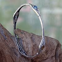 Multi-gemstone sterling silver cuff bracelet,