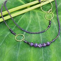 Gold plated amethyst beaded necklace,