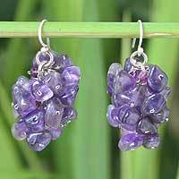 Amethyst cluster earrings,