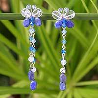 Lapis lazuli waterfall earrings,