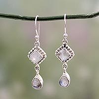 Rainbow moonstone dangle earrings,