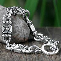Sterling silver link bracelet,