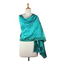 Cotton and silk shawl,