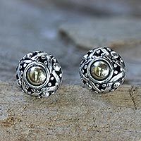 Gold accent button earrings,