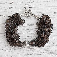 Smoky quartz torsade bracelet,