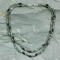 Labradorite and garnet necklace,