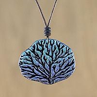 Recycled papier mache pendant necklace,